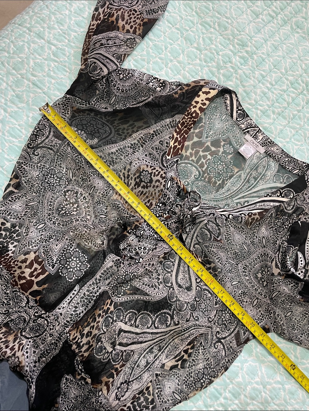 silk Leopard, print and Paisley sheer blouse - Picture 5 of 6